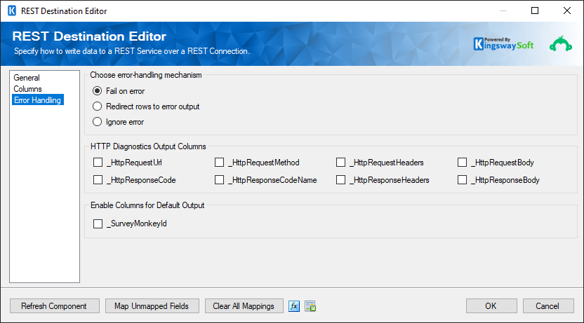 SSIS SurveyMonkey REST Destination - Error Handling